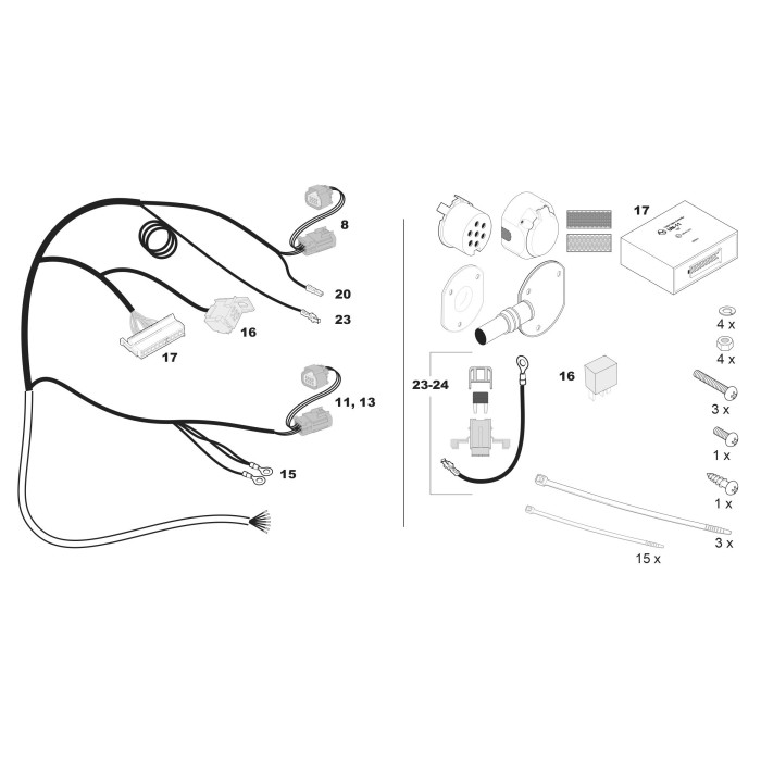 Attelage Fiat Ducato Fourgon et Plateau Ducato Fourgon Fourgon (07/2021-06/2024) col de cygne + Faisceau spécifique 7 broches T