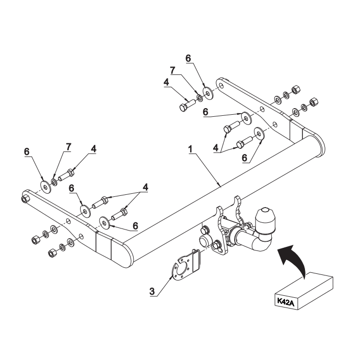 Attelage Volkswagen Transporter T6 Caravelle (07/2015-10/2019) RDSOH + Faisceau spécifique 13 broches Trail-Tec