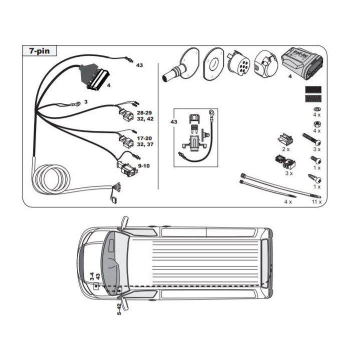 Attelage Volkswagen Transporter T6 Caravelle (07/2015-10/2019) RDSOH + Faisceau spécifique 7 broches Trail-Tec
