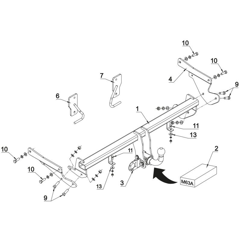 Attelage Démontable Pour Mazda 3 (2003-2013) - Capacité 1300kg - Noir - Neuf Sous Emballage